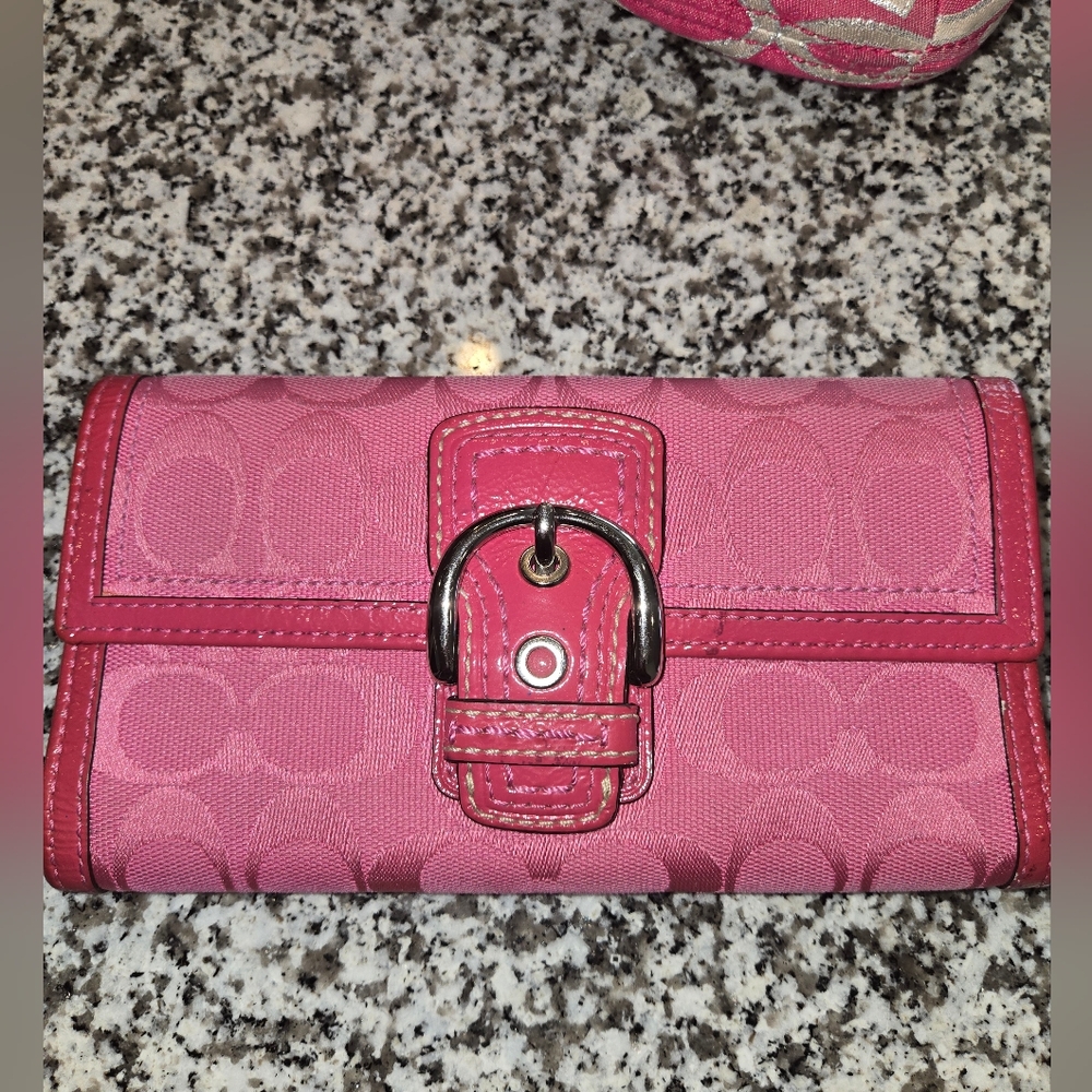 Coach Pink Wallet with Buckle